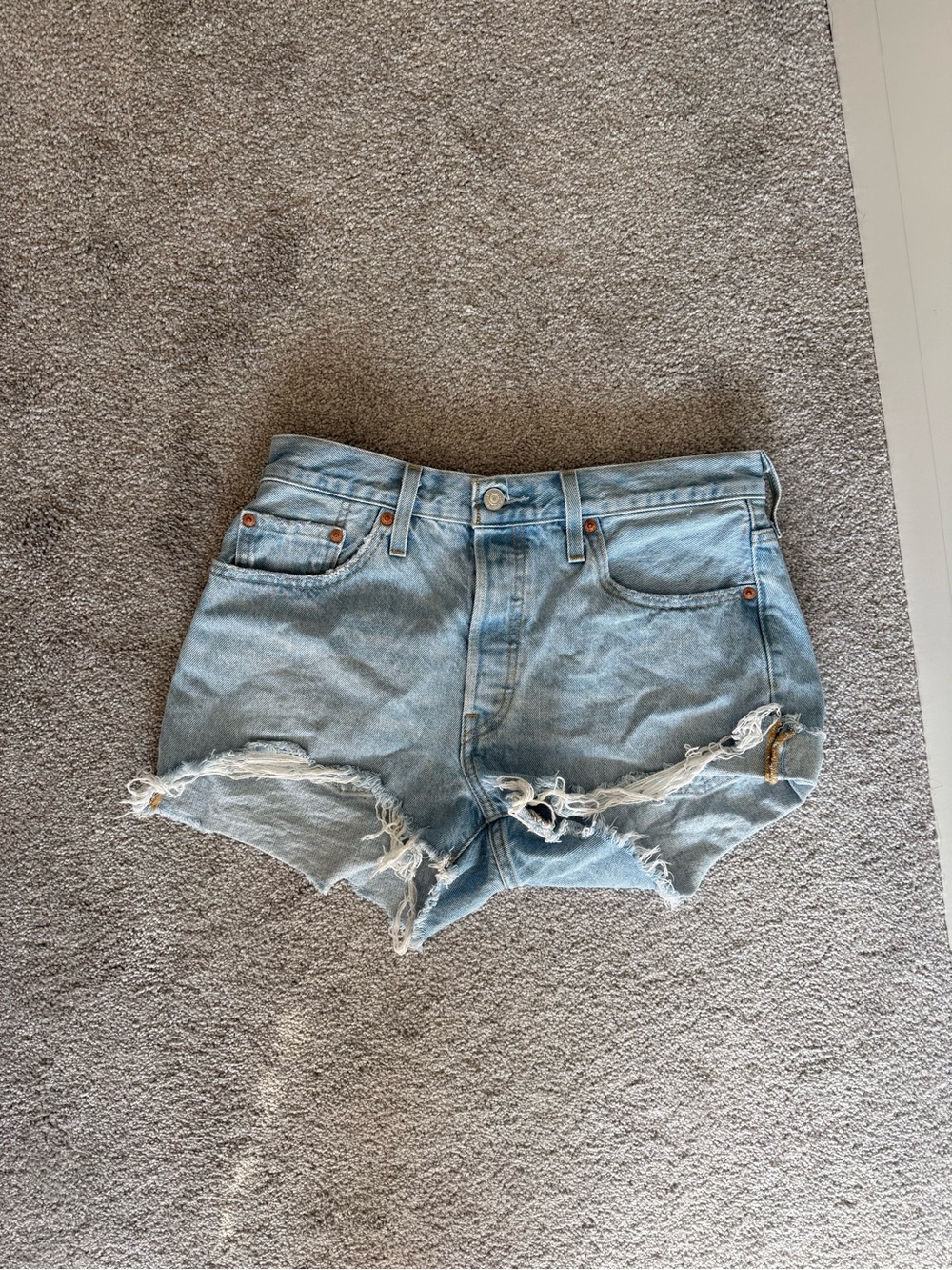 Levi's Light Wash Distressed Denim Cutoff Shorts